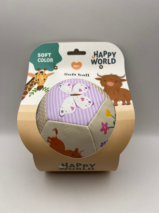 Zachte baby bal met dieren Roze